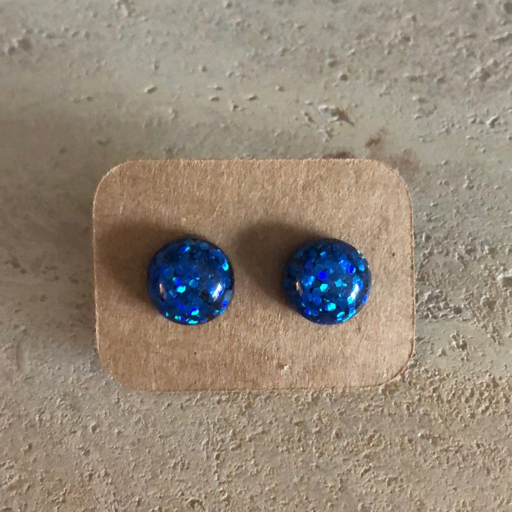 Blue Sparkly Bubble Earring